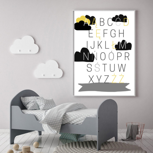 polski alfabet chmury plakat  edukacyjny Plakatowka