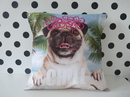 Poszewka z mopsem, poduszka, wakacje, chill nkcraftstudio