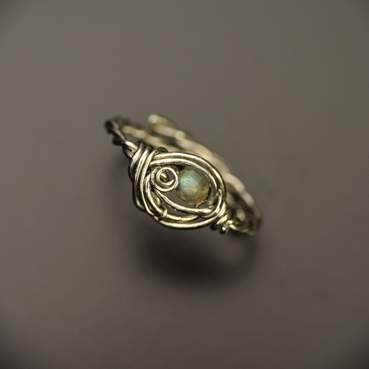 pierścionki - różne Pierścionek regulowany labradoryt wire wrapping