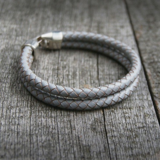 męska bransoletka : SKÓRA : double grey kaktusia