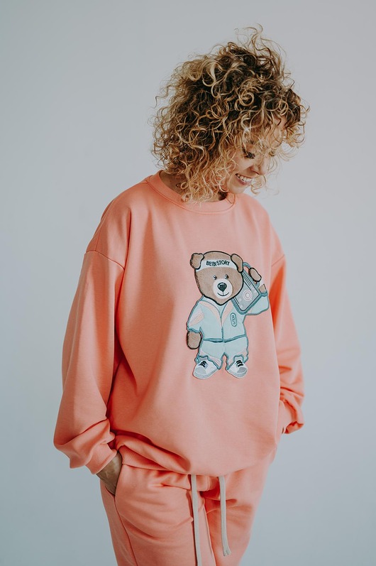bluza z kapturem damska Bluza oversize Funky Teddy dla mamy i taty
