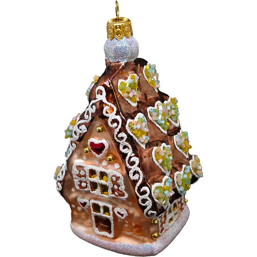 bombki Ręcznie Malowana Szklana Bombka Piernikowy Domek z Kolorową Posypką