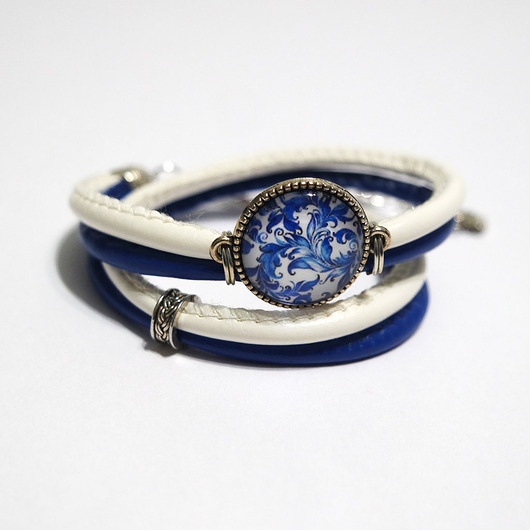 bransoletki ze szkła Bransoletka - Kwiaty, ornamenty - owijana