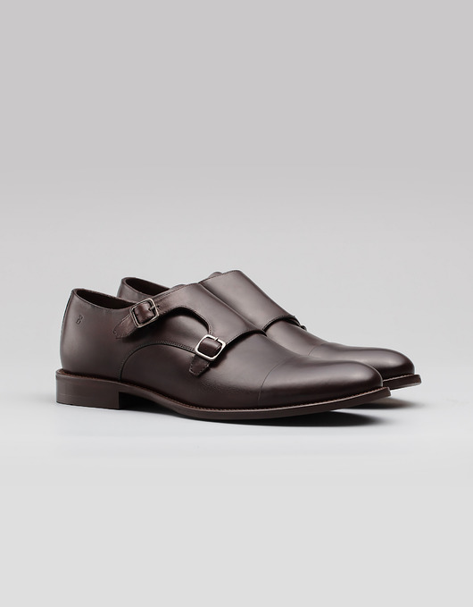 buty męskie Brązowe buty monki skórzane p001
