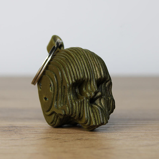 breloki Skórzany brelok Czaszka oliwka