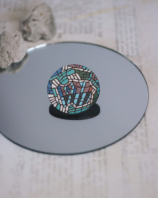 broszki Broszka pin ze skóry z mozaiką