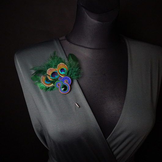 broszki Peacock Eye- broszka soutache