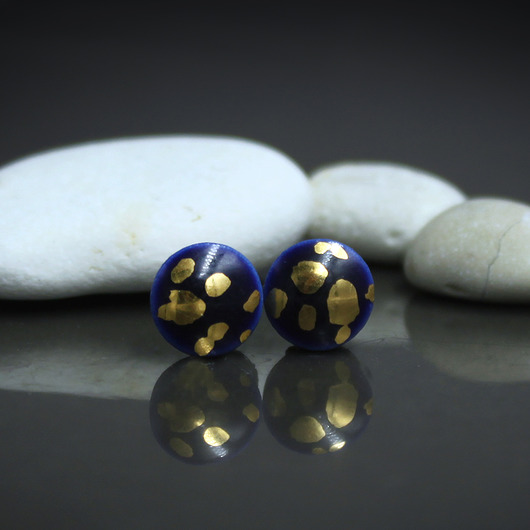 kolczyki ceramiczne PEBBLE Gold 6mm /stal chirurgiczna/