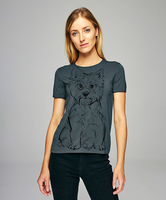 t-shirt damskie Westie Dog Women's T-shirt dark cool gray