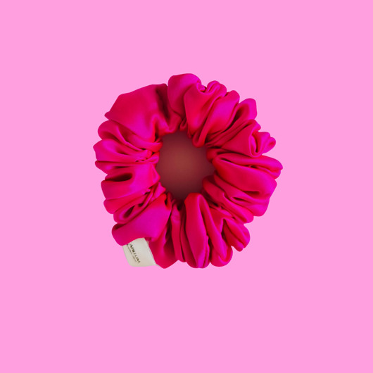 gumki do włosów Gumka jedwabna, scrunchie, frotka neonowa fuksja MIDI