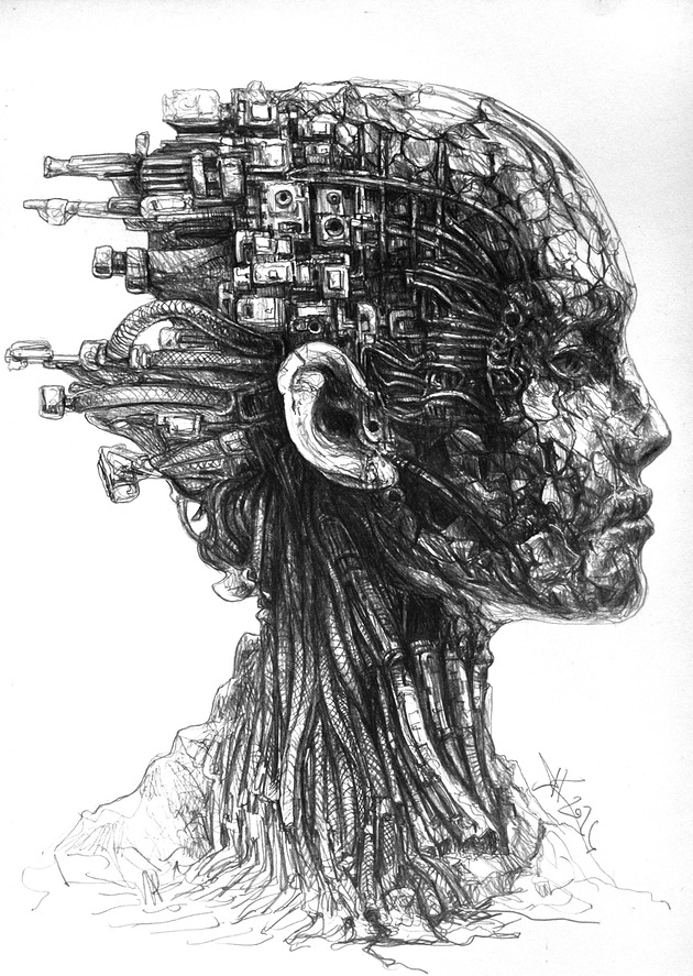 grafiki i ilustracje Cyberbytowanie  *rysunek piórkiem