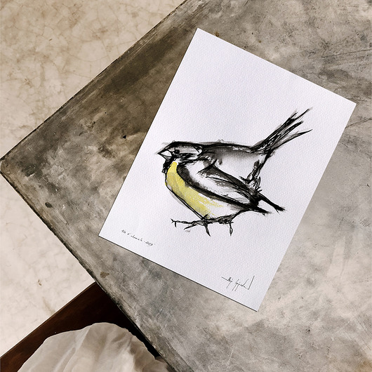 grafiki i ilustracje Tusz i akwarela - sikorka