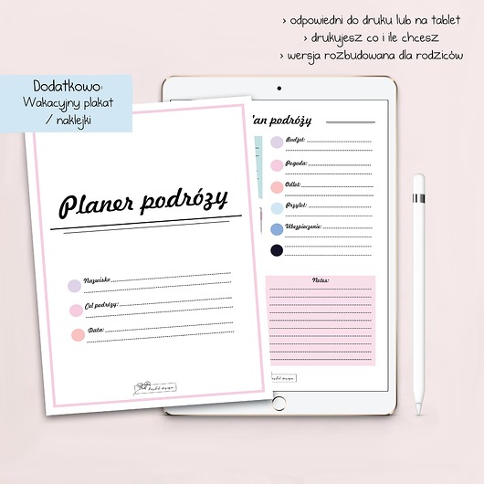kalendarze i plannery Planner Podróży - na tablet lub do druku 