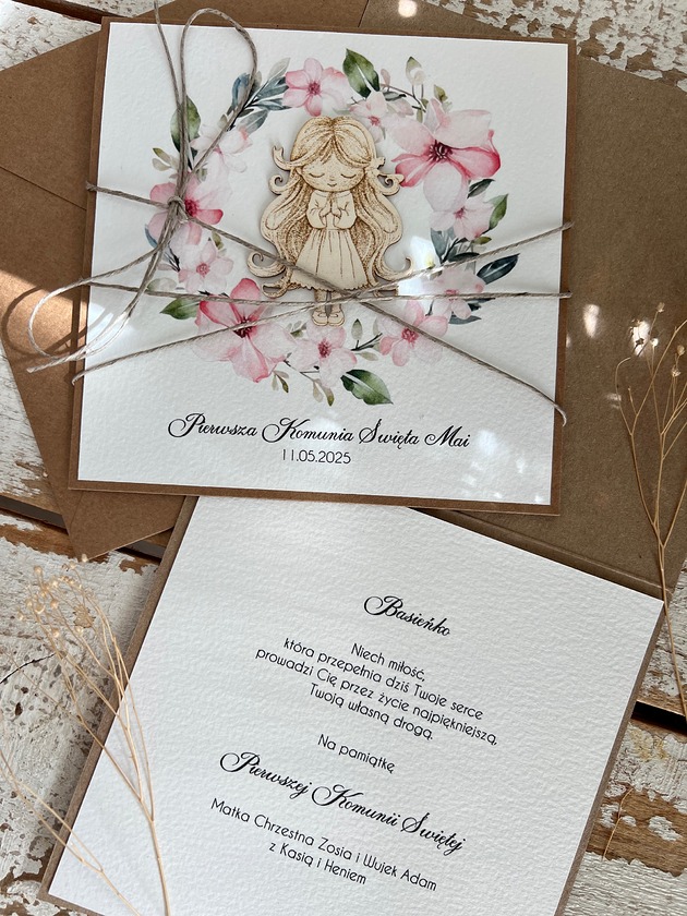 kartki na komunię Personalizowana pamiątka komunii - Kartka na komunię z kopertą