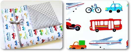 KOMPLET PRZEDSZKOLAKA_koc + poduszka_ POJAZDY MOJAMAJA
