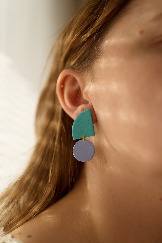 kolczyki z masy plastycznej Wiszące asymetryczne sztyfty