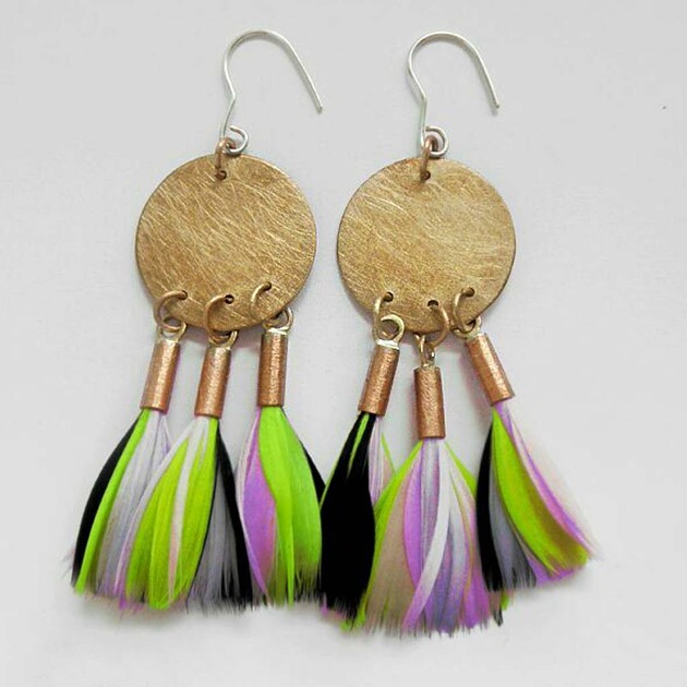 kolczyki z piórami PIÓRKO kolczyki