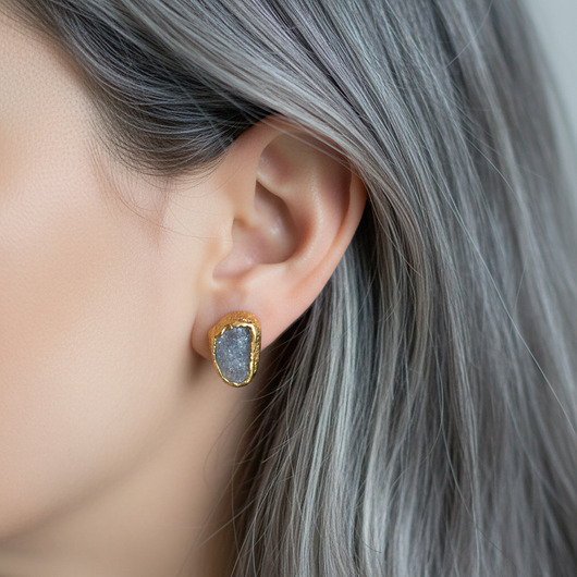 kolczyki pozłacane Kolczyki Sztyfty Szafir