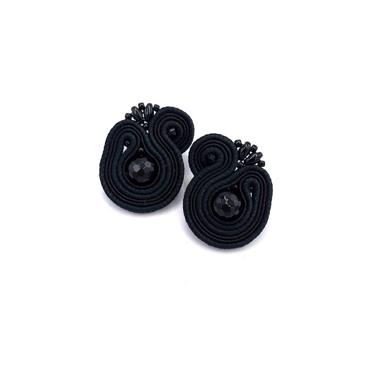 kolczyki soutache Kolczyki sutasz czarne sztyfty Largo z onyksem małe lekkie