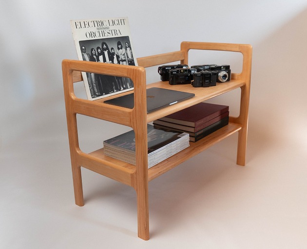 regały i półki Regał z litego drewna z półkami  Mid Century Modern   styl retro