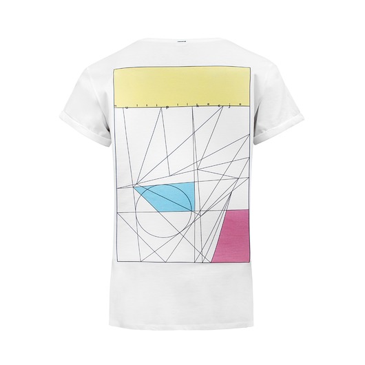 Biały T-shirt z geometryczną grafiką Ewa Gołaszewska