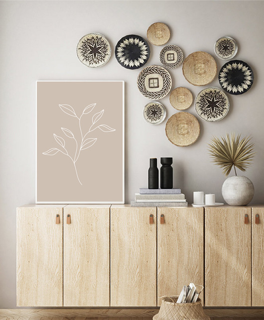 PLAKAT liście beżowy neutralny natura grafika black dot studio