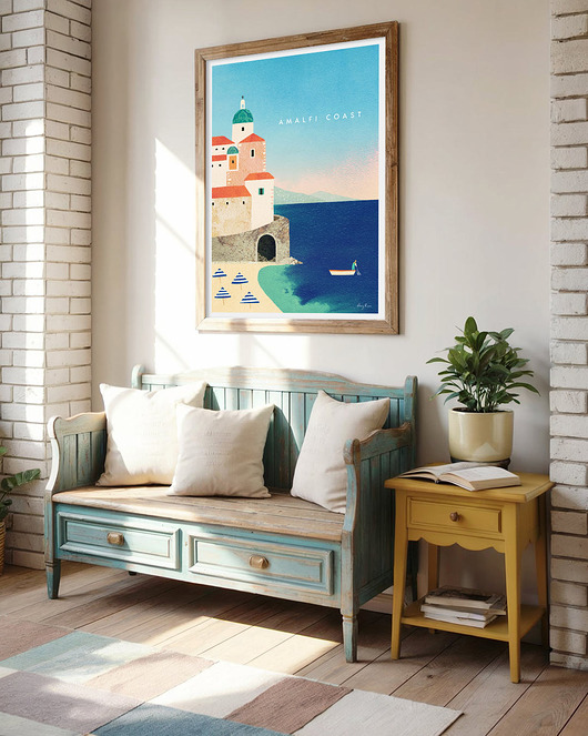 plakaty Amalfi Włochy - plaża Atrani - plakat fine art
