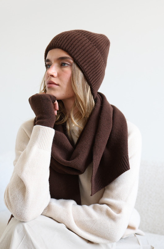 rękawiczki damskie Mitenki Merino & cashmere czekoladowe