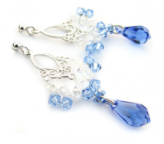 Ślubne kolczyki kryształ Swarovski - Szafirki Abril Marisella