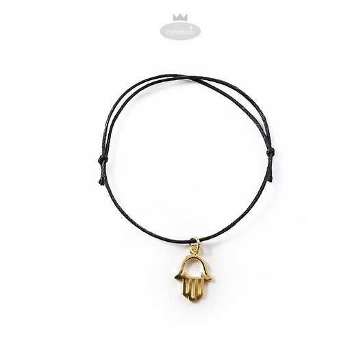 Hamsa - bransoletka, złocona zawieszka na sznurk COCONUT