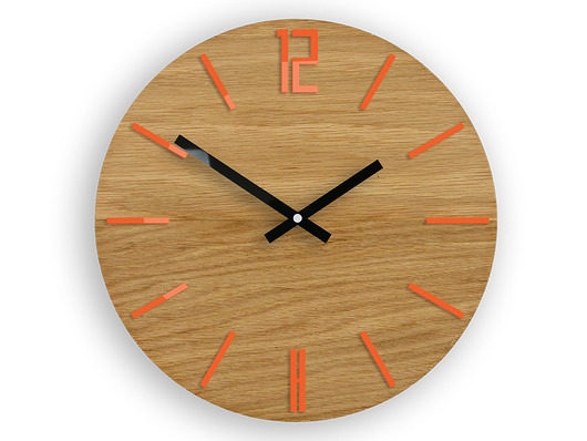 Zegar drewniany Carlo Orange  33,5cm ModernClock