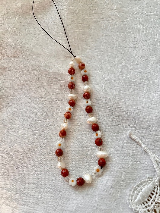 Akcesoria pozostałe Zawieszka do telefonu - perły, koral i cytryn