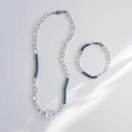 komplet biżuterii Kryształ górski i Lawa Komplet biżuterii