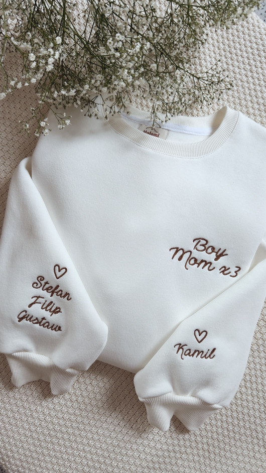 bluza bez kaptura damska Bluza Unisex Off White Personalizowana Dzień Mamy