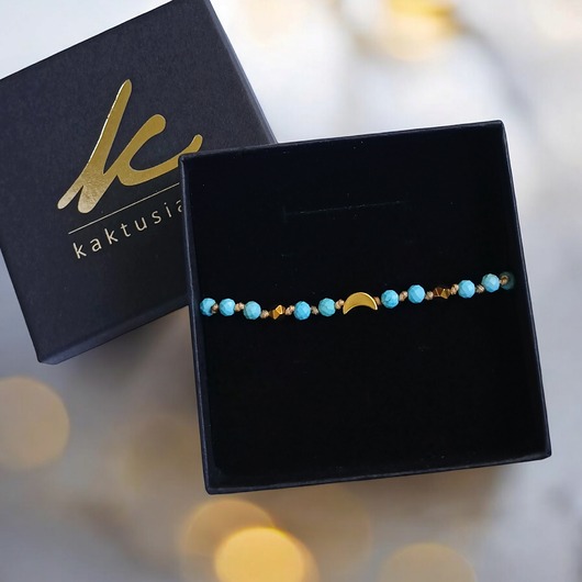 bransoletki z kamieni naturalnych RELAKS, harmonia - lunula z turkusowym magnyzytem