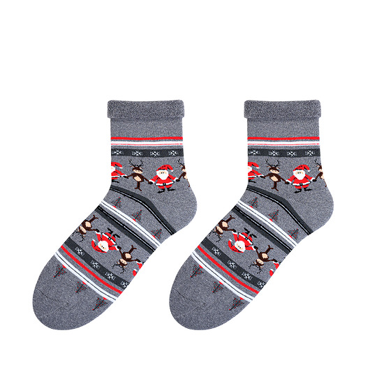 Skarpetki świąteczne damskie frotta- Mikołaj Popsox
