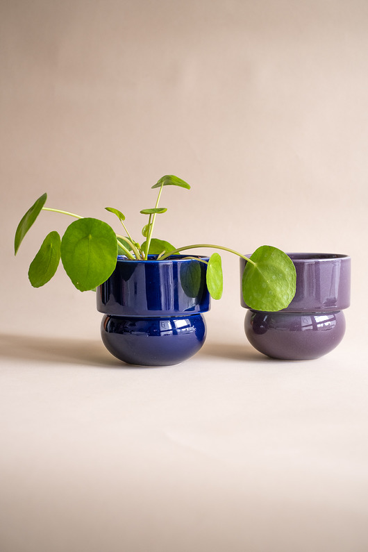 doniczki ZESTAW 2 x osłonka 'runo'  13,5 cm (kobalt+fiolet)
