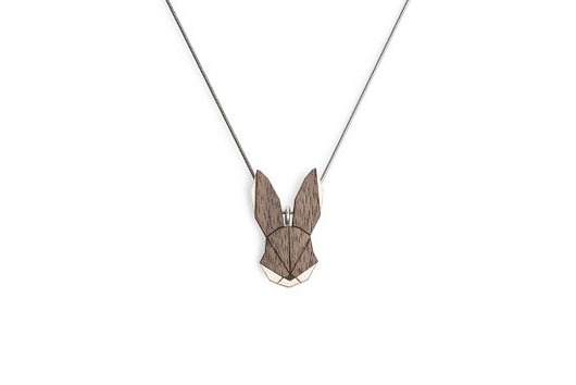 naszyjniki - inne Stylowy drewniany wisiorek Hare Pendant