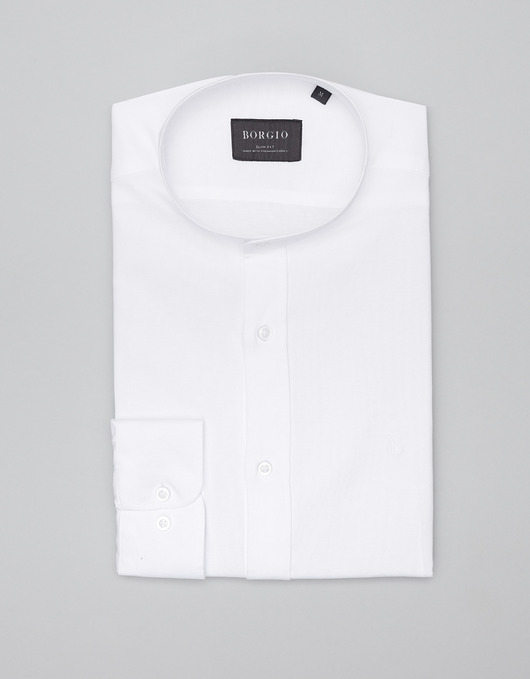koszule męskie Koszula męska oleggio 00485 długi rękaw biały slim fit