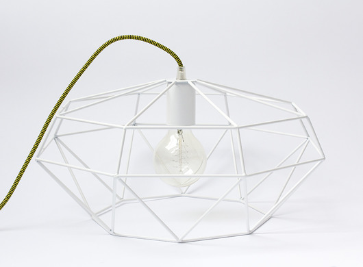 Geometryczna lampa wisząca biała hexal design