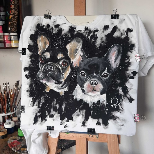 t-shirty męskie Męska koszulka, portret Buldoga Francuskiego