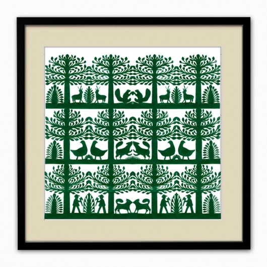 LAS pełen zwierząt (Kurpie Art Papercut) na ludowo