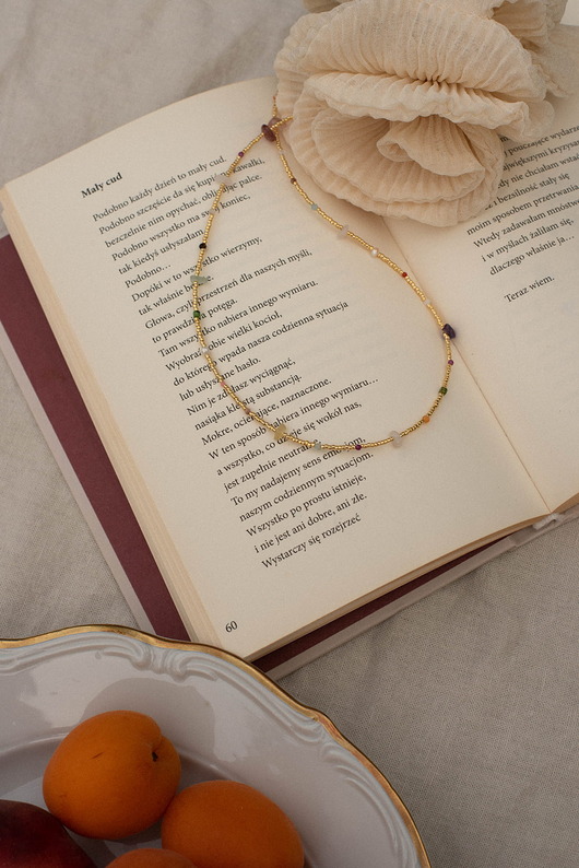 naszyjniki - inne Naszyjnik Huggie kamienie naturalne mix choker