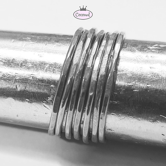 obrączki Komplet 7 obrączek SLIM srebro