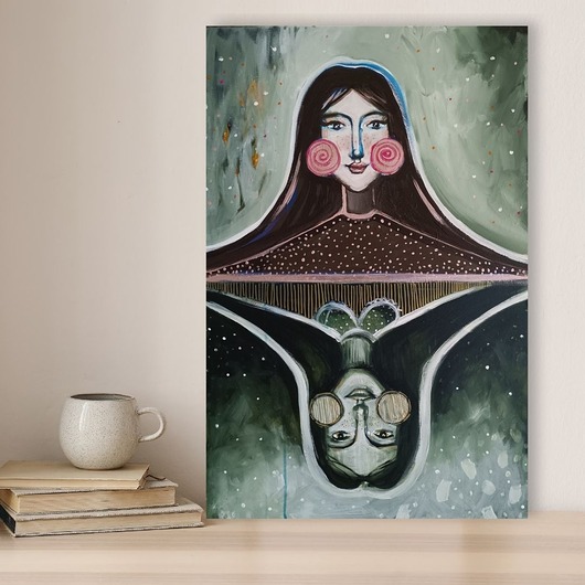 obrazy Obraz ręcznie malowany na płótnie 70x50 cm - Druga twarz