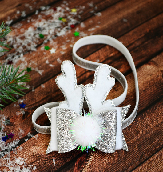 Opaska do włosów kokarda Renifer rogi FairyBows