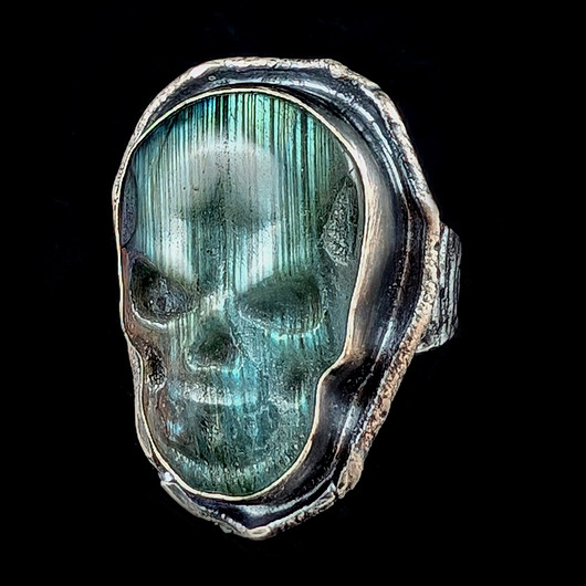 pierścionki srebrne Pierścionek santa muerte- Labradoryt