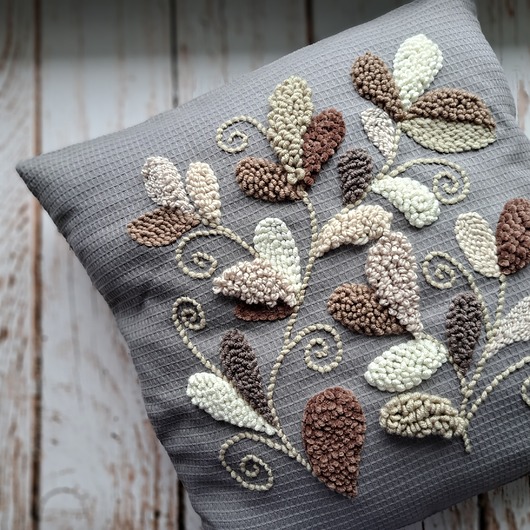 poduszki plecione Poduszka kwiaty punch needle boho natural