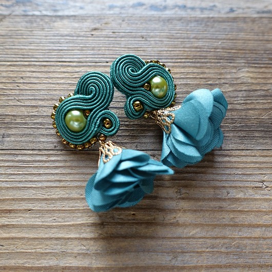 Koktajlowe  kolczyki soutache Mró Soutache