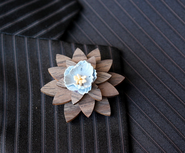 spinki do mankietów Drewniana elegancka wpinka do garnituru CHABER